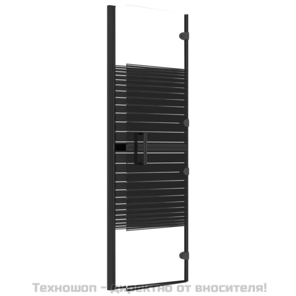 Сгъваем душ параван, ESG стъкло, 100x140 см, черен