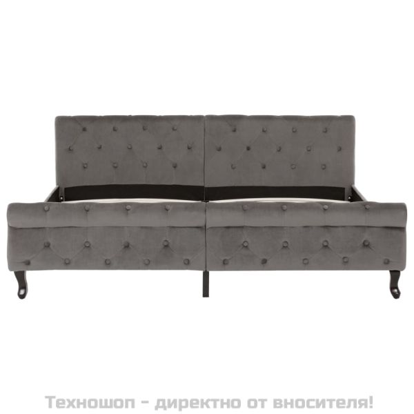 Рамка за легло, сива, кадифе, 180x200 см