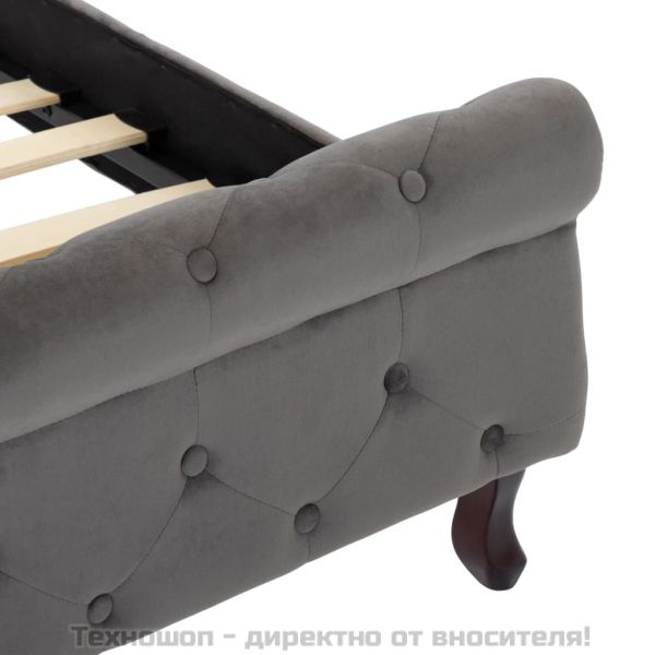 Рамка за легло, сива, кадифе, 180x200 см