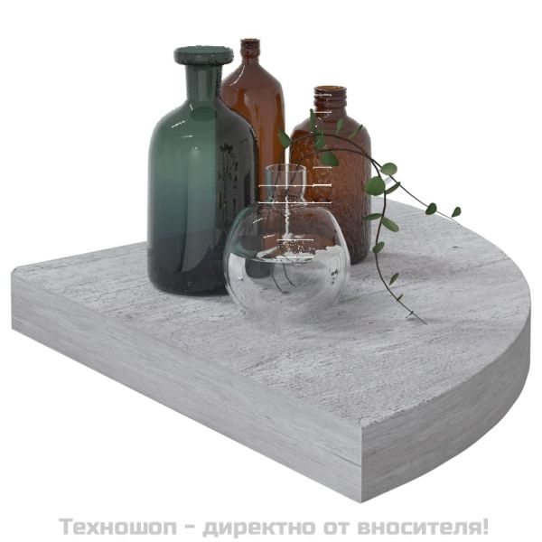 Стенни ъглови рафтове, 2 бр, бетонно сиво, 35x35x3,8 см, МДФ