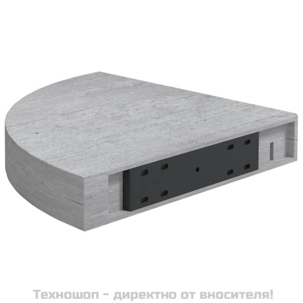 Стенни ъглови рафтове, 2 бр, бетонно сиво, 35x35x3,8 см, МДФ