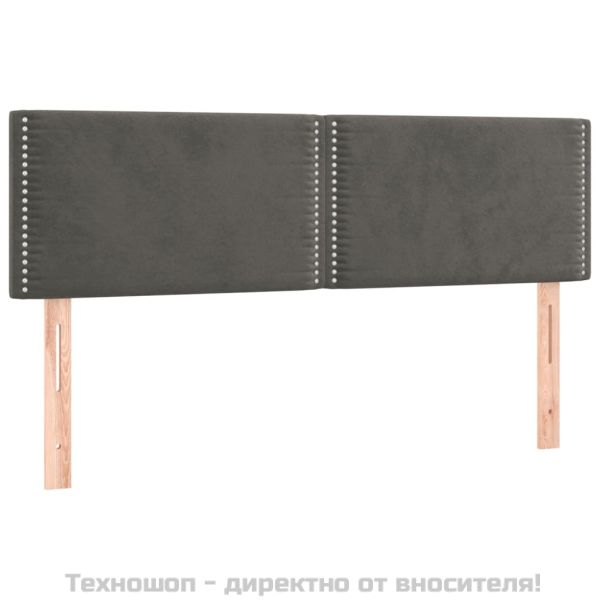 Горни табли за легло, 2 бр, тъмносиви, 72x5x78/88 см, кадифе