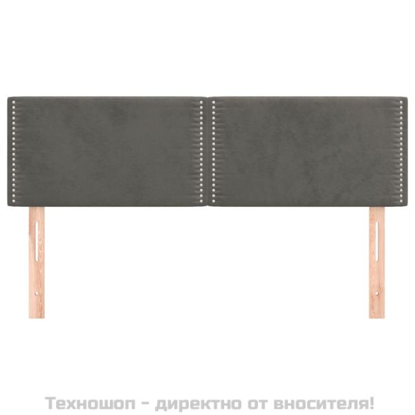 Горни табли за легло, 2 бр, тъмносиви, 72x5x78/88 см, кадифе