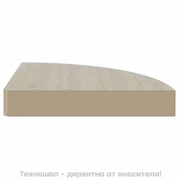Стенни ъглови рафтове, 4 бр, дъб и бяло, 25x25x3,8 см, МДФ