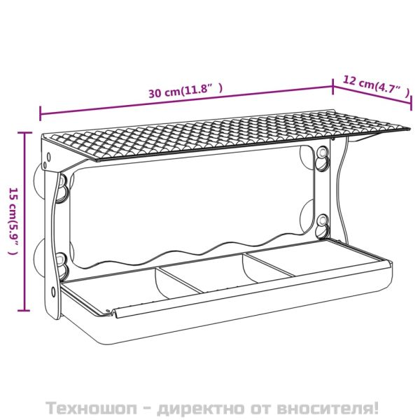 Хранилки за птици за прозорец, 2 бр, акрил, 30x12x15 см