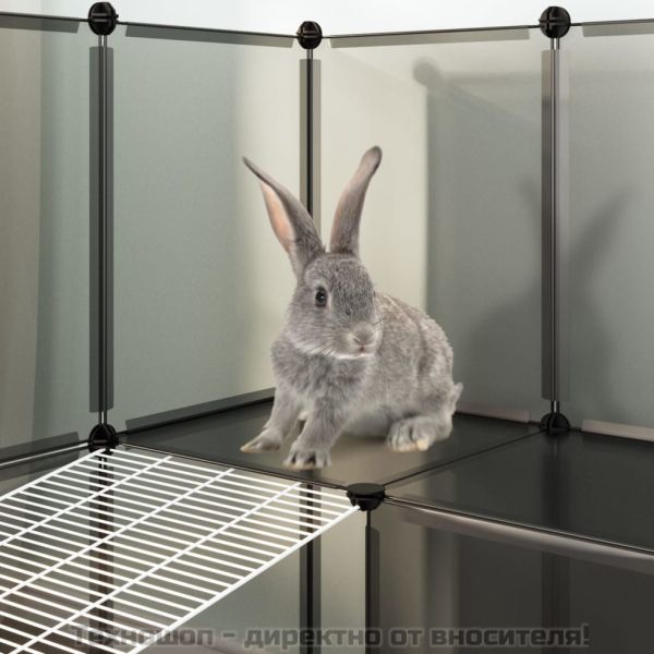 Клетка за малки животни, черна, 142x74x93 см, PP и стомана