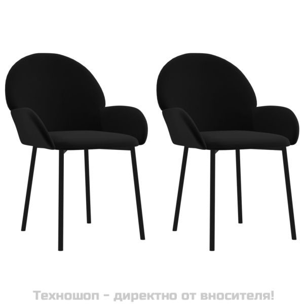 Трапезни столове, 2 бр, черни, кадифе