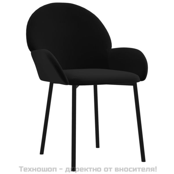 Трапезни столове, 2 бр, черни, кадифе