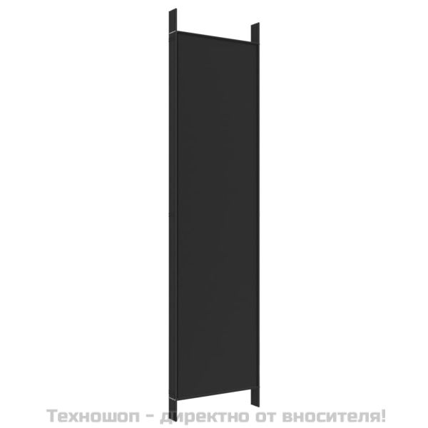 Параван за стая, 5 панела, черен, 250x200 см, текстил