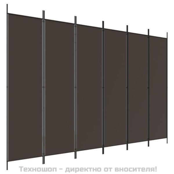Параван за стая, 6 панела, кафяв, 300x200 см, плат