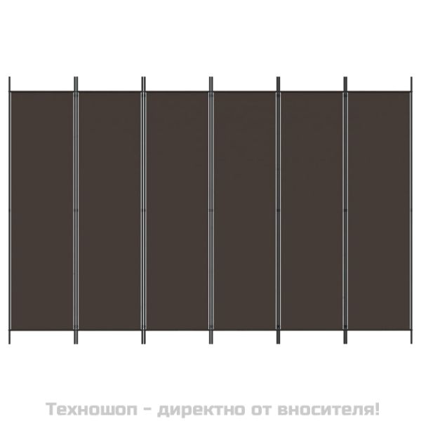 Параван за стая, 6 панела, кафяв, 300x200 см, плат
