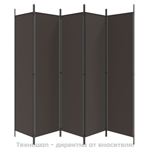 Параван за стая, 6 панела, кафяв, 300x200 см, плат