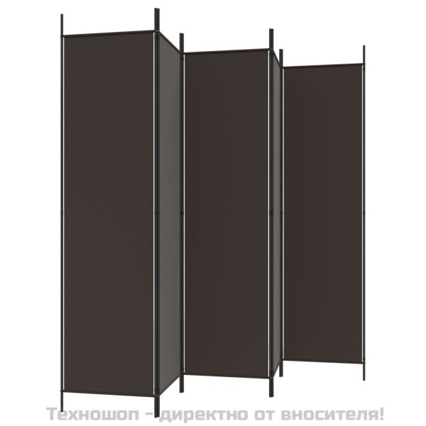 Параван за стая, 6 панела, кафяв, 300x200 см, плат