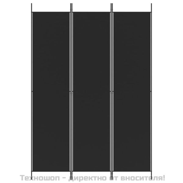 Параван за стая, 3 панела, черен, 150x220 см, плат