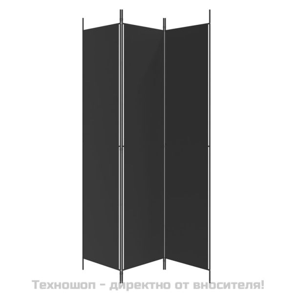 Параван за стая, 3 панела, черен, 150x220 см, плат