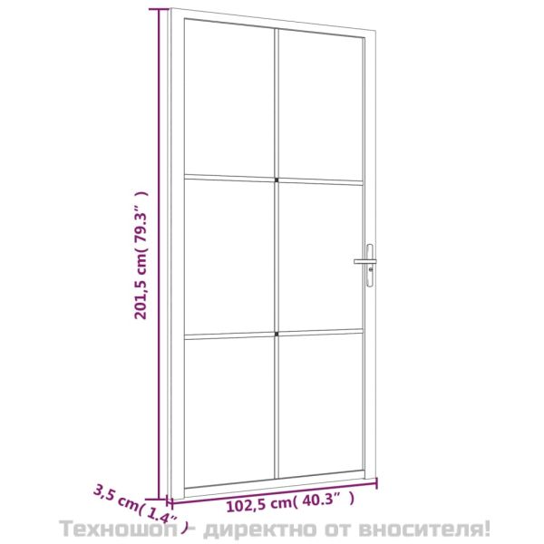 Интериорна врата, 102,5x201,5 см, черна, ESG стъкло и алуминий