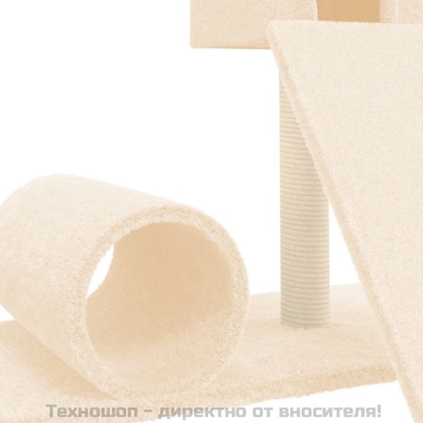 Котешко дърво със сизален стълб, кремаво, 59 см