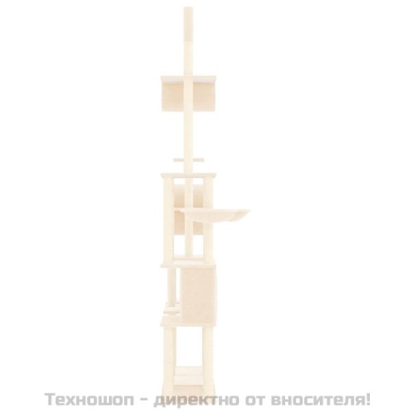 Котешко дърво със сизалени стълбове, кремаво, 279 см