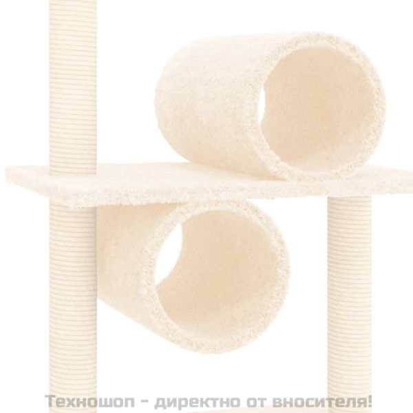Котешко дърво със сизалени стълбове, кремаво, 279 см