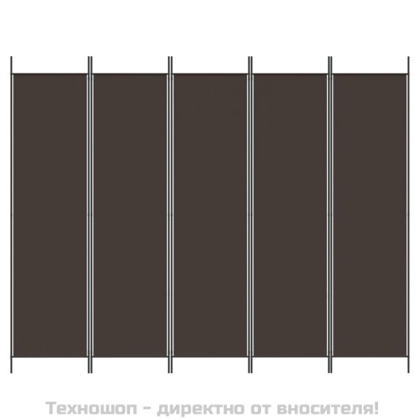 Параван за стая, 5 панела, кафяв, 250x200 см, плат