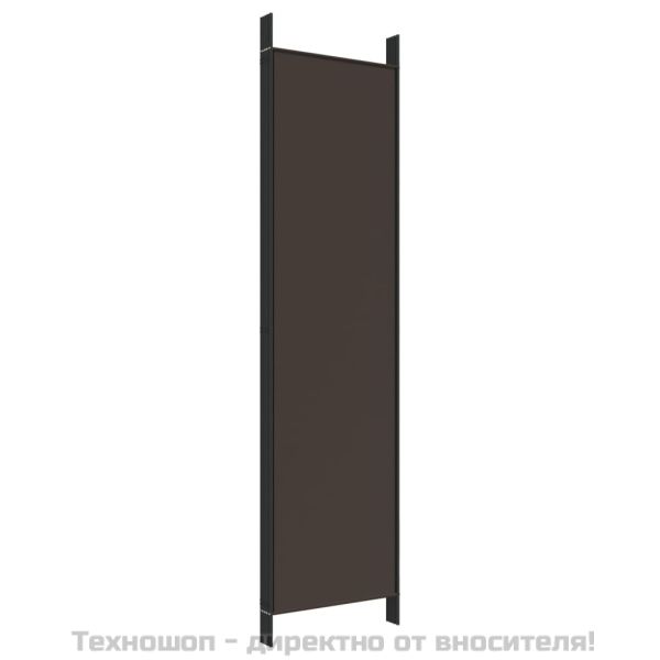 Параван за стая, 5 панела, кафяв, 250x200 см, плат