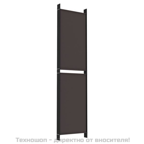 Параван за стая, 5 панела, кафяв, 250x200 см, плат
