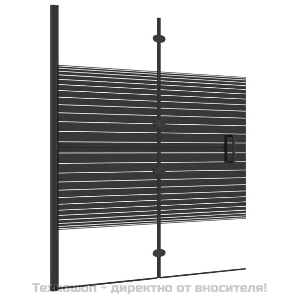 Сгъваем душ параван, ESG стъкло, 120x140 см, черен