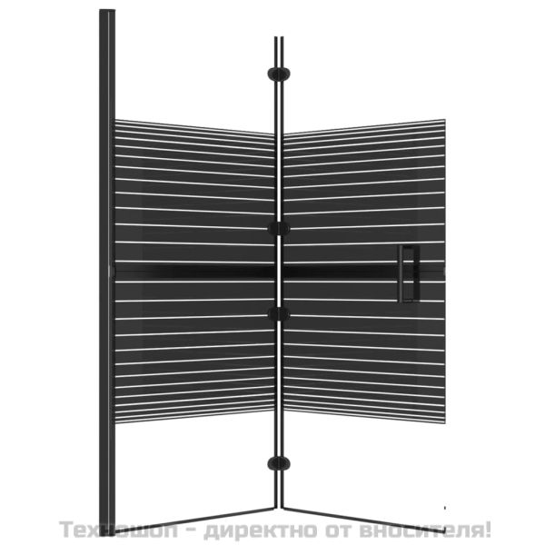 Сгъваем душ параван, ESG стъкло, 120x140 см, черен