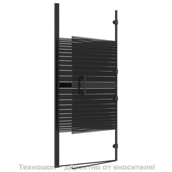 Сгъваем душ параван, ESG стъкло, 120x140 см, черен