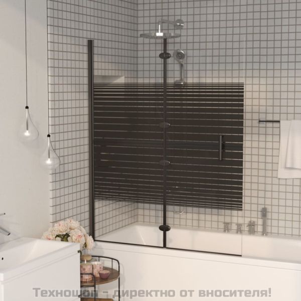 Сгъваем душ параван, ESG стъкло, 120x140 см, черен
