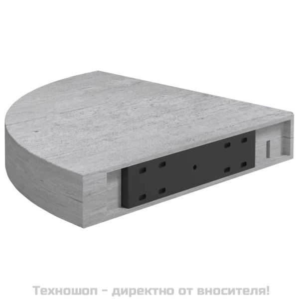 Стенни ъглови рафтове, 4 бр, бетонно сиво, 35x35x3,8 см, МДФ