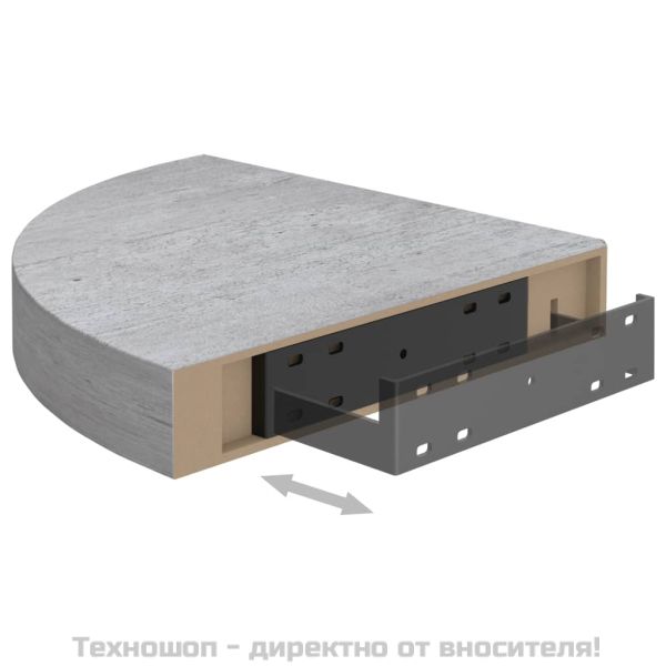 Стенни ъглови рафтове, 4 бр, бетонно сиво, 35x35x3,8 см, МДФ