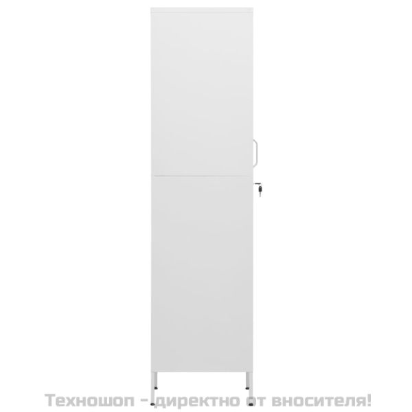 Шкаф със заключване, бял, 35x46x180 см, стомана