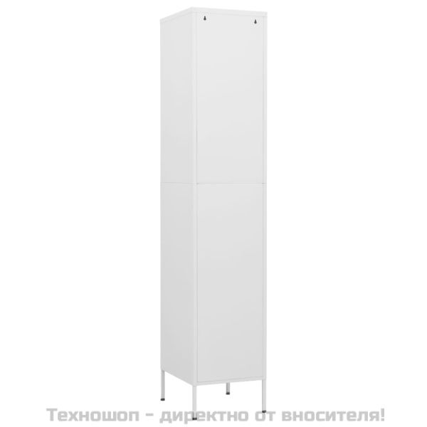 Шкаф със заключване, бял, 35x46x180 см, стомана