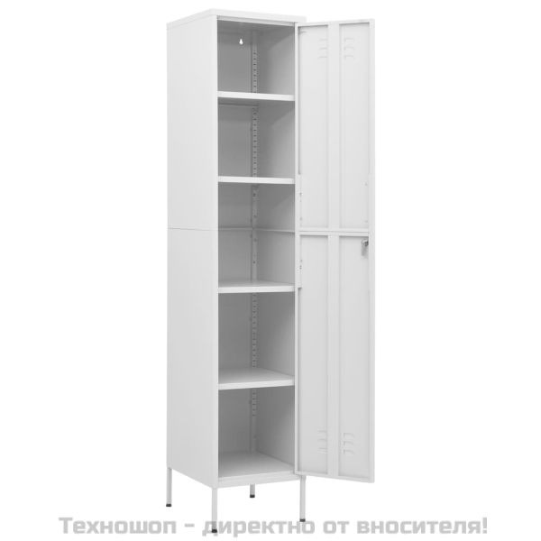 Шкаф със заключване, бял, 35x46x180 см, стомана