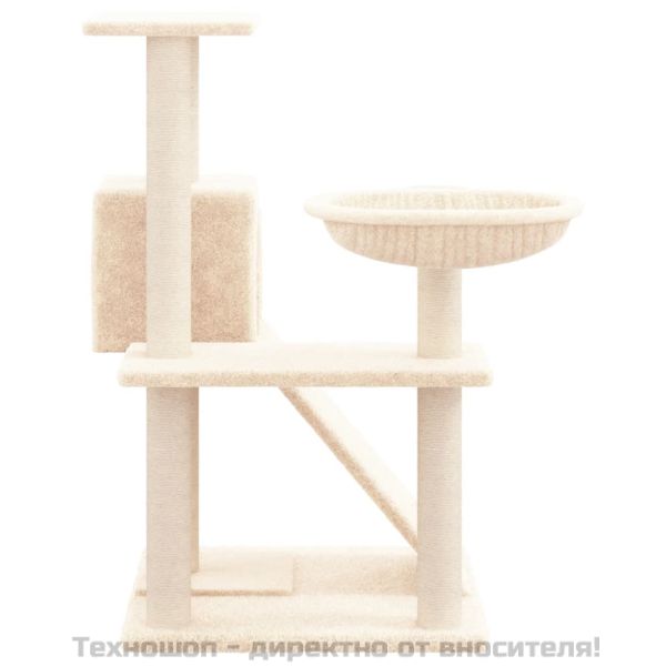 Котешко дърво със сизалени стълбове, кремаво, 82 см