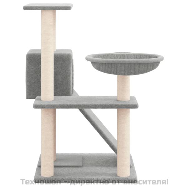Котешко дърво със сизалени стълбове, светлосиво, 82 см