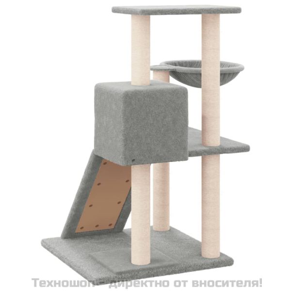 Котешко дърво със сизалени стълбове, светлосиво, 82 см