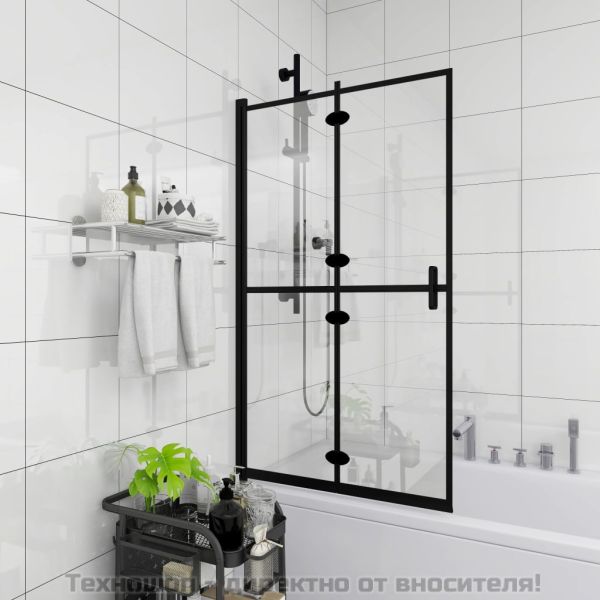Сгъваем душ параван, ESG стъкло, 80x140 см, черен