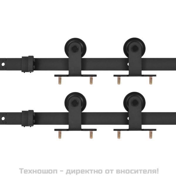 Механизми за плъзгаща врата, 2 бр, 183 см, стомана, черни