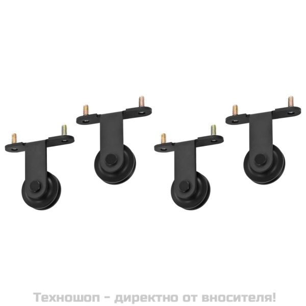 Механизми за плъзгаща врата, 2 бр, 183 см, стомана, черни