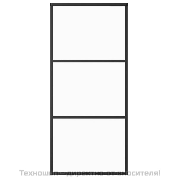 Плъзгаща се врата с механизъм, ESG стъкло и алуминий, 90x205 см