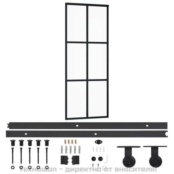 Плъзгаща се врата с механизъм, ESG стъкло и алуминий, 76x205 см