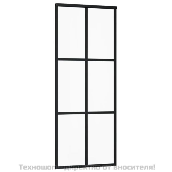 Плъзгаща се врата с механизъм, ESG стъкло и алуминий, 76x205 см