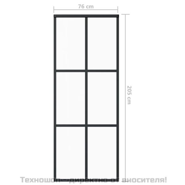 Плъзгаща се врата с механизъм, ESG стъкло и алуминий, 76x205 см