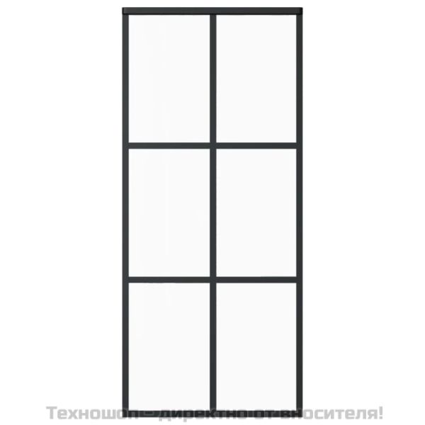 Плъзгаща се врата с механизъм, ESG стъкло и алуминий, 90x205 см