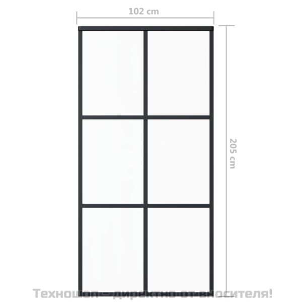 Плъзгаща се врата с механизъм ESG стъкло и алуминий 102x205 см