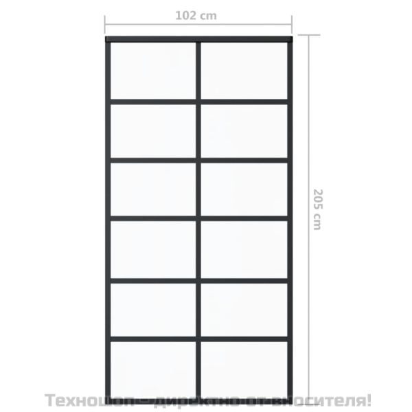 Плъзгаща се врата с механизъм ESG стъкло и алуминий 102x205 см