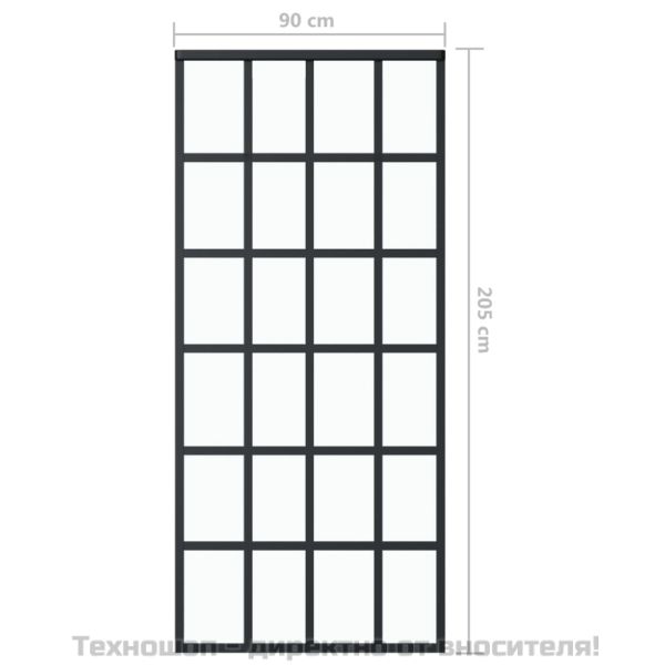 Плъзгаща се врата с механизъм, ESG стъкло и алуминий, 90x205 см