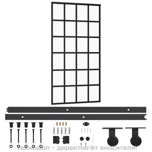 Плъзгаща се врата с механизъм ESG стъкло и алуминий 102x205 см